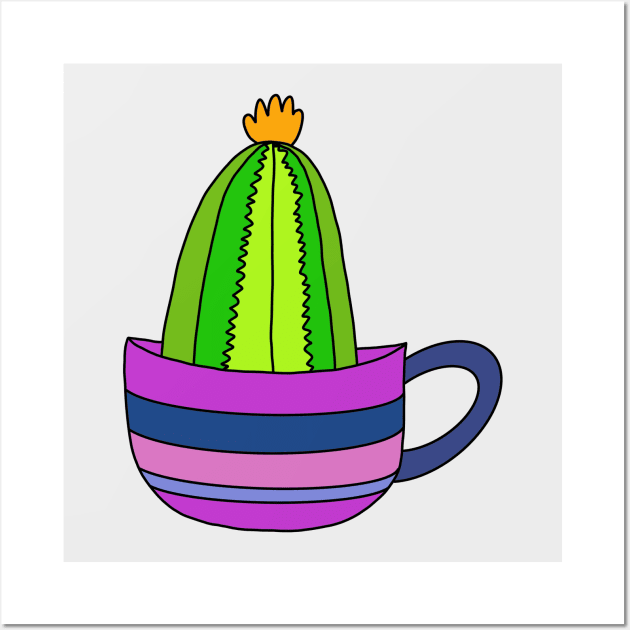 Cute Cactus Design #92: Tiny Cactus In A Teacup Wall Art by DreamCactus